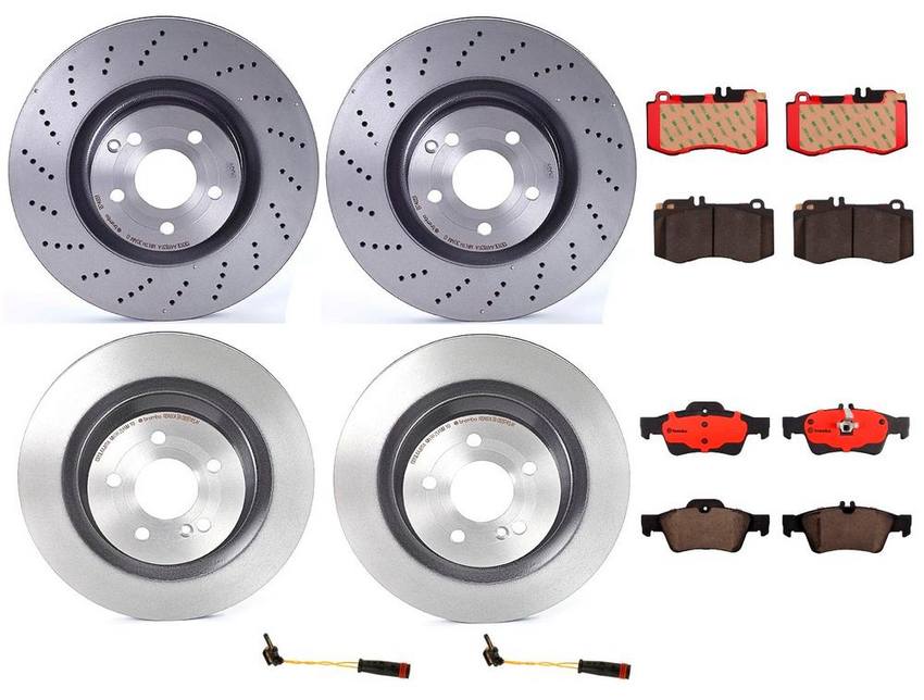Mercedes Brakes Kit Pads & Rotors Front and Rear (344mm/320mm